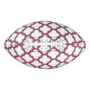 Balón De Fútbol Americano Trellis blanca y roja, Entramado, Quatrefoil