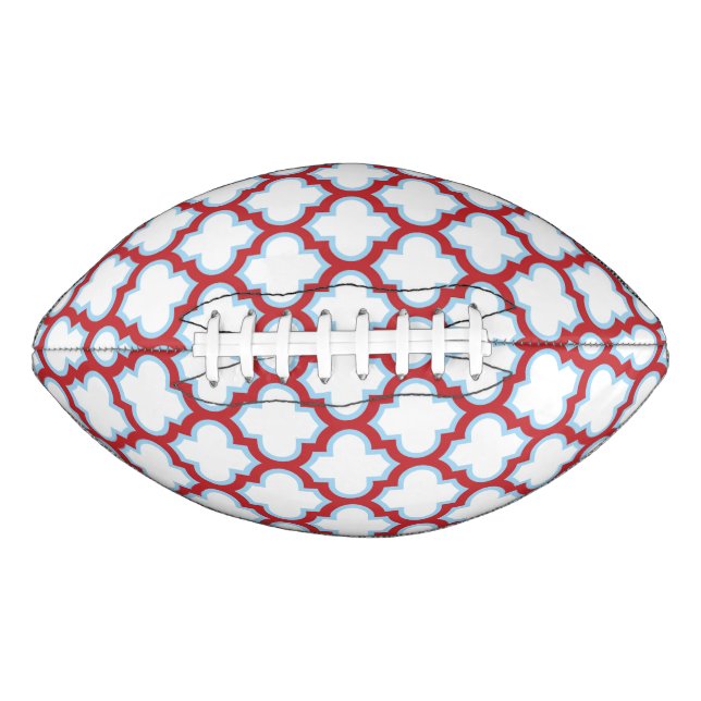 Balón De Fútbol Americano Trellis blanca y roja, Entramado, Quatrefoil (Anverso)