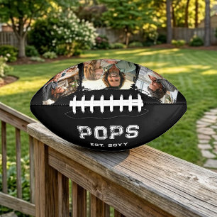 Balón De Fútbol Americano Varsity Pops 3 Foto Abuelo Apodo Año de Fundación