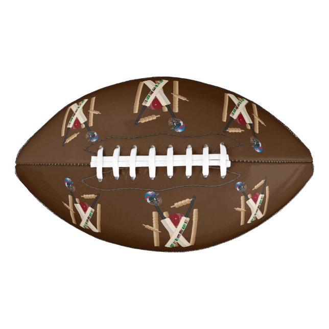 Balón De Fútbol Americano Wickets, Bats Y Balas De Cricket (Anverso)