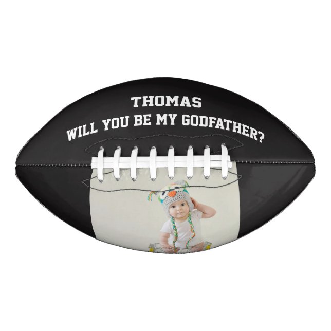 Balón De Fútbol Americano Will You Be My Godfather Godparent Proposal Sports (Anverso)