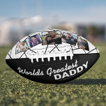 Balón De Fútbol Americano Worlds Greatest Daddy 5 Photo<br><div class="desc">A unique personalized fathers day football gift featuring a stylish black and white theme,  add 5 of your own family pictures of the dad and his kids,  the words "worlds greatest daddy",  and the childrens names.</div>