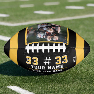 Balón De Fútbol Americano Yellow Black Player Name Number Foto del equipo