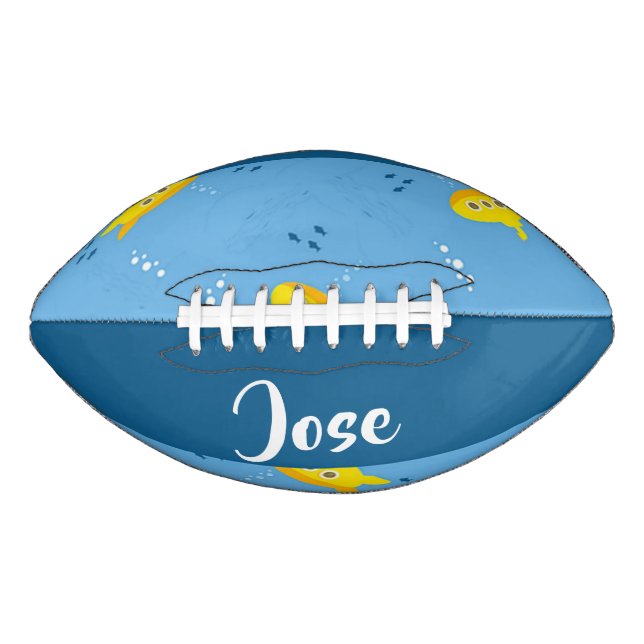 Balón De Fútbol Americano Yellow submarine and fish on blue (Anverso)