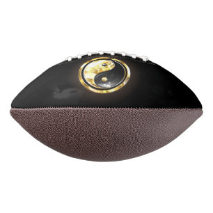 Balón De Fútbol Americano Yin Yang dorado en negro