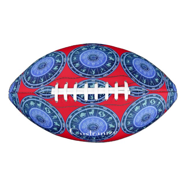 Balón De Fútbol Americano Zodiac Sun Rótulo Astrología Calendario Thunder_Co (Anverso)