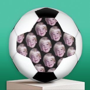 Balón De Fútbol Añadir tu foto de cabeza flotante - Negro de patró