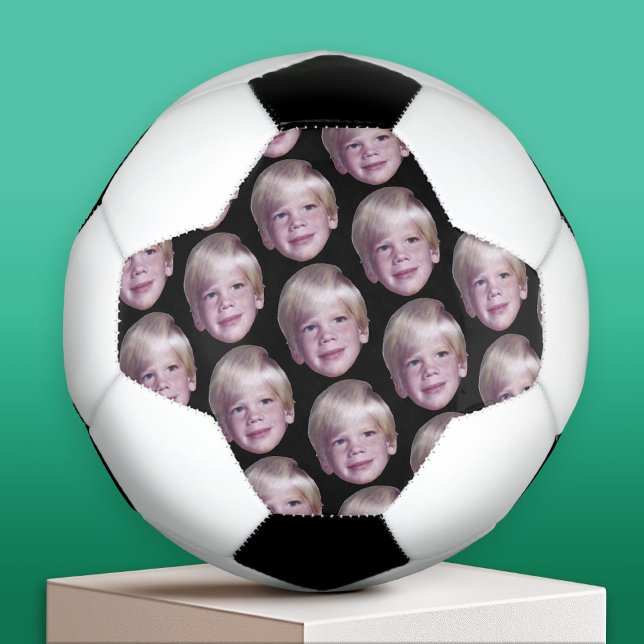 Balón De Fútbol Añadir tu foto de cabeza flotante - Negro de patró (Custom Soccer Ball)