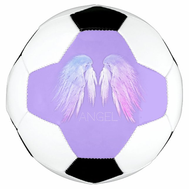 Balón De Fútbol ANGEL WINGS Fairy Purple Custom Name (Anverso)