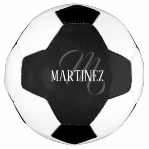 Balón De Fútbol Apellido personalizado elegante negro   Nombre
