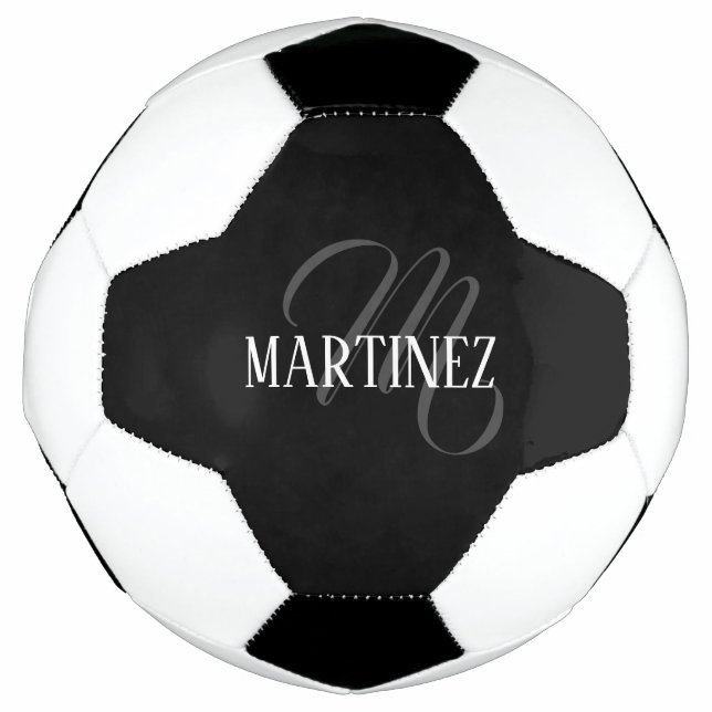Balón De Fútbol Apellido personalizado elegante negro | Nombre (Anverso)