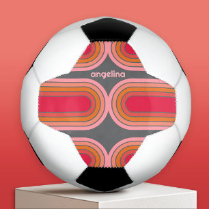 Balón De Fútbol Arco rosa Naranja rojo de 70 líneas inspiradas Art