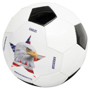 Balón De Fútbol Asombroso águila calva, la bandera estadounidense,