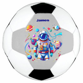 Balón De Fútbol Astronauta colorida y Univers en colores audaces