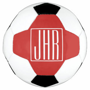 Balón De Fútbol Audaz Monograma Moderno 3 Iniciales Blanco Sobre