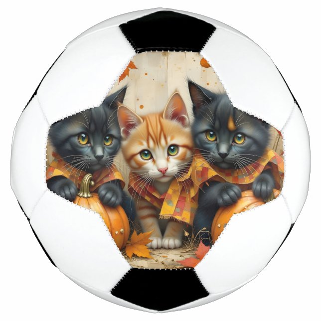 Balón De Fútbol Autumn Kittens Pumpkins and Foliage (Anverso)