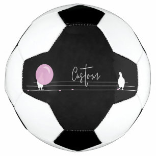 Balón De Fútbol Aves divertidas de Bubblegum con un negro hilo