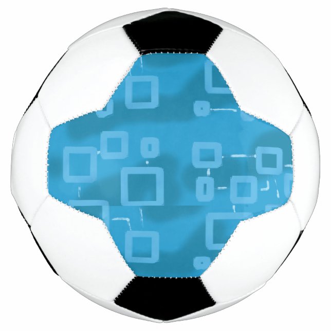 Balón De Fútbol Azul Claro Geométrico Cian (Anverso)