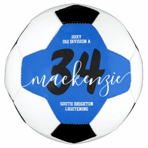 Balón De Fútbol Azul Colores de equipo personalizado Nombre Número