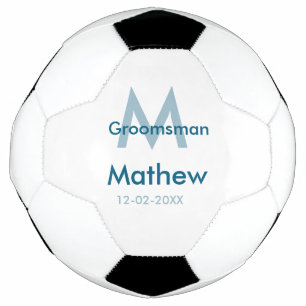Balón De Fútbol azul marino groomsman nombre letra fecha masculino