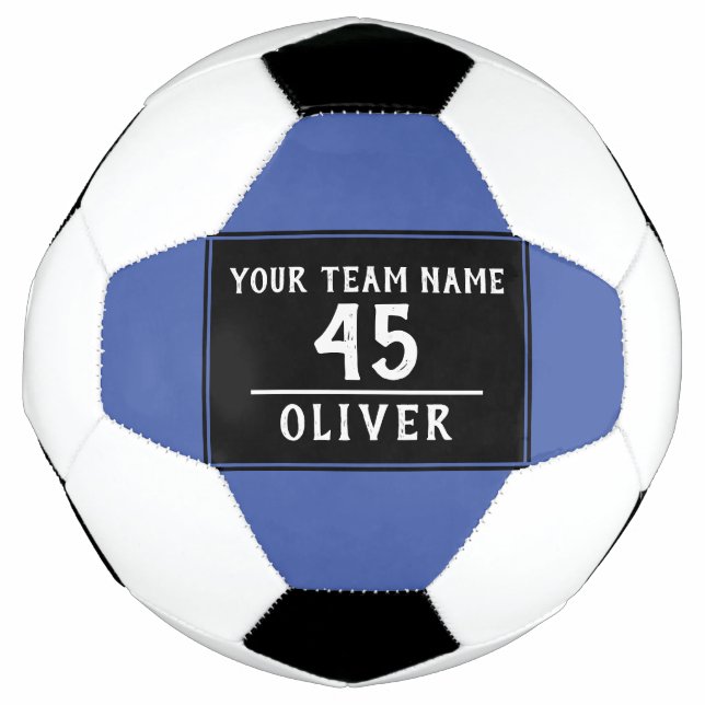 Balón de fútbol azul negro con número de nombre de (Anverso)