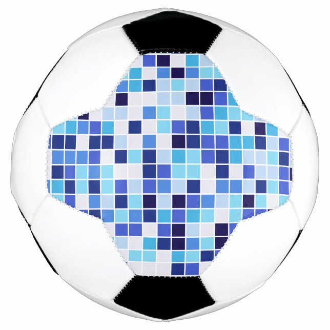 Balón De Fútbol Baldosas de piscina, mosaicos azules, patrón geomé (Anverso)