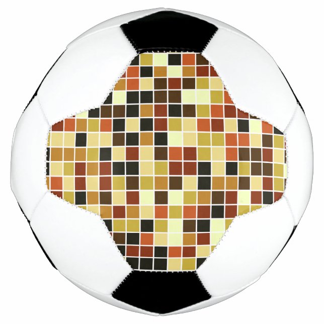 Balón De Fútbol Baldosas de piscina, mosaicos marrones, patrón geo (Anverso)