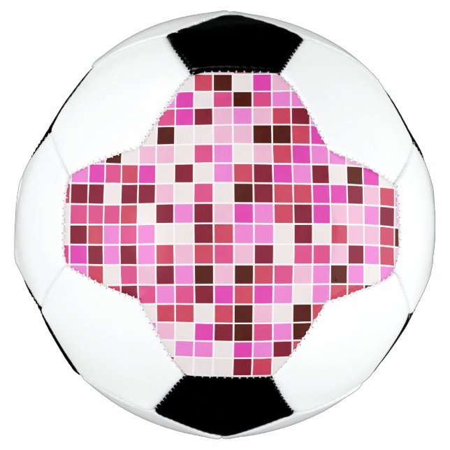 Balón De Fútbol Baldosas de piscina, mosaicos rosados, patrón geom (Anverso)