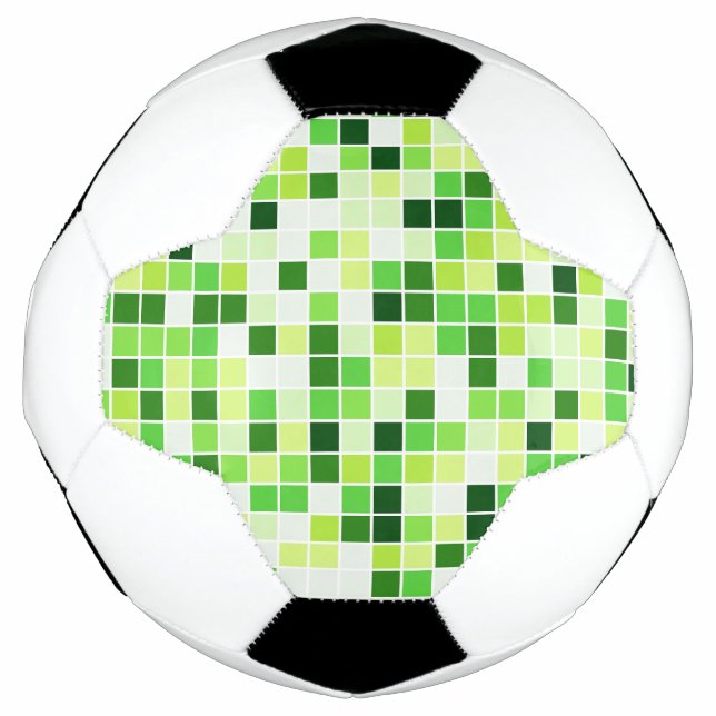Balón De Fútbol Baldosas de piscina, mosaicos verdes, patrón geomé (Anverso)