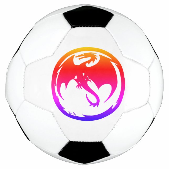 Balón De Fútbol Baloncesto de fútbol blanco Neon Dragon (Anverso)