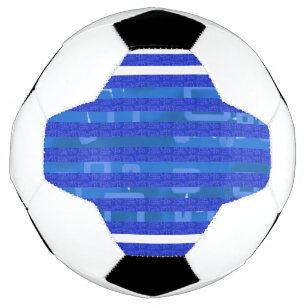Balón De Fútbol Bandas geométricas de color azul blanco de Moda Gu