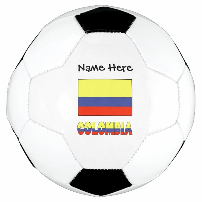 Balón De Fútbol Bandera colombiana con tu nombre Soccer (Anverso)