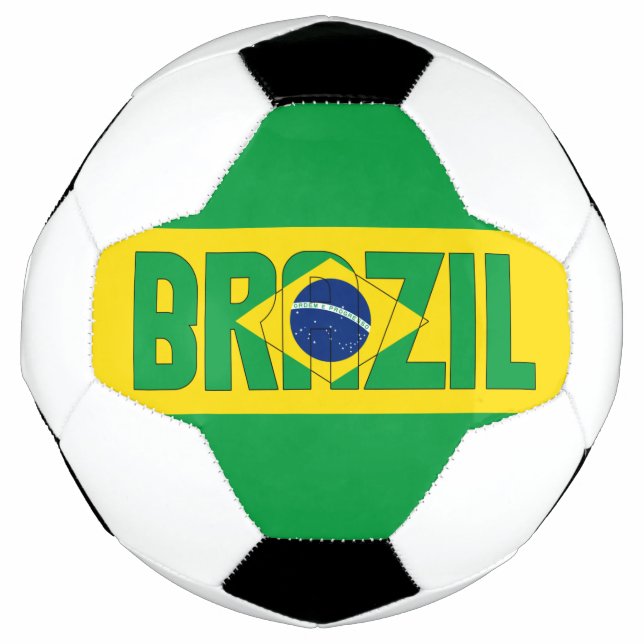 Balón De Fútbol Bandera de Brasil: Patriótico azul amarillo verde  (Anverso)