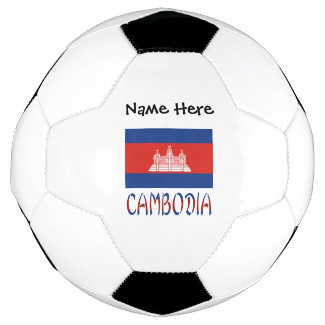 Balón De Fútbol Bandera de Camboya y Camboya con tu nombre fútbol (Anverso)
