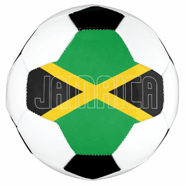 Balón De Fútbol Bandera de Jamaica: Patriótico del Amarillo Verde  (Anverso)