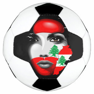 Balón De Fútbol Bandera del Líbano y mapa de la cara de los chicas