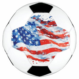 Balón De Fútbol Bandera estadounidense acuarela 4 de julio