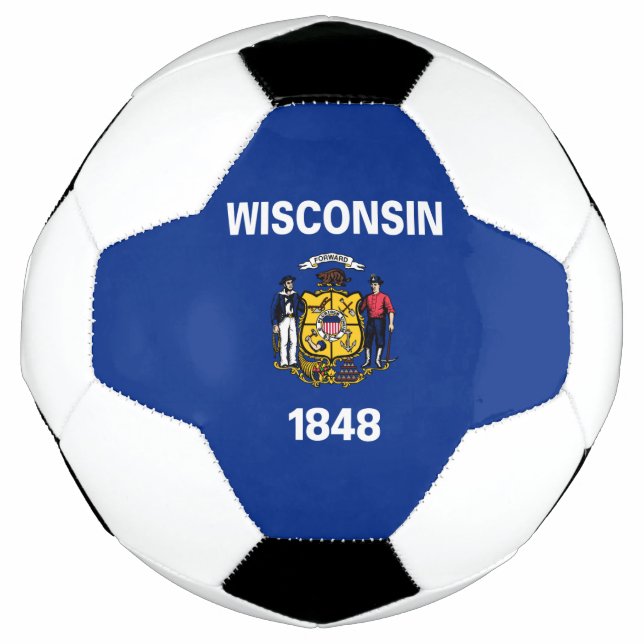 Balón De Fútbol Bandera estatal de Wisconsin (Anverso)