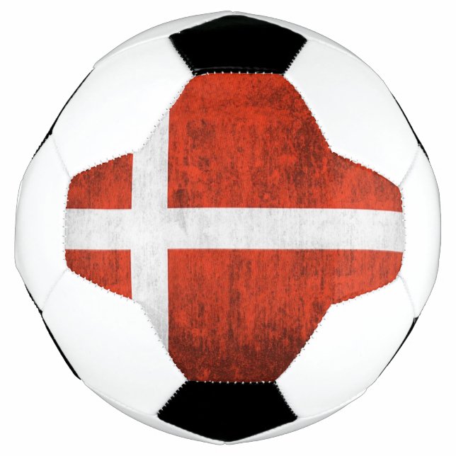Balón De Fútbol Bandera Grunge De Dinamarca (Anverso)