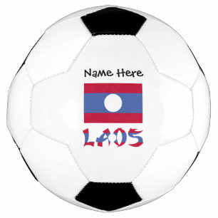 Balón De Fútbol Bandera laotiana de Laos Azul Personalización