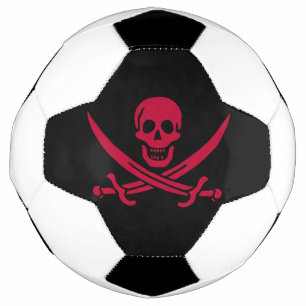 Balón De Fútbol Bandera pirata de Crimson Skull & Swords Jack en C