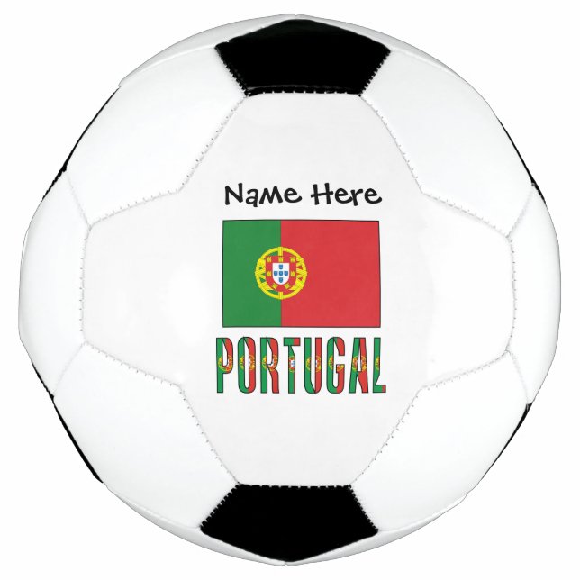 Balón De Fútbol Bandera portuguesa con tu nombre Soccer (Anverso)