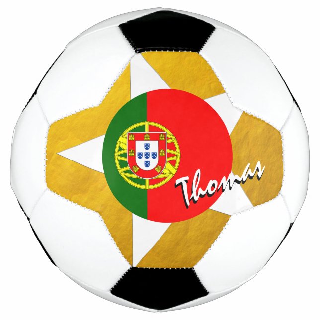 Balón De Fútbol Bandera portuguesa de fútbol y oro (Anverso)