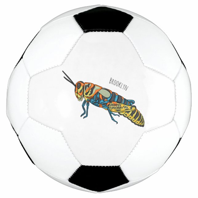 Balón De Fútbol Barber pole grasshopper cartoon illustration  (Anverso)