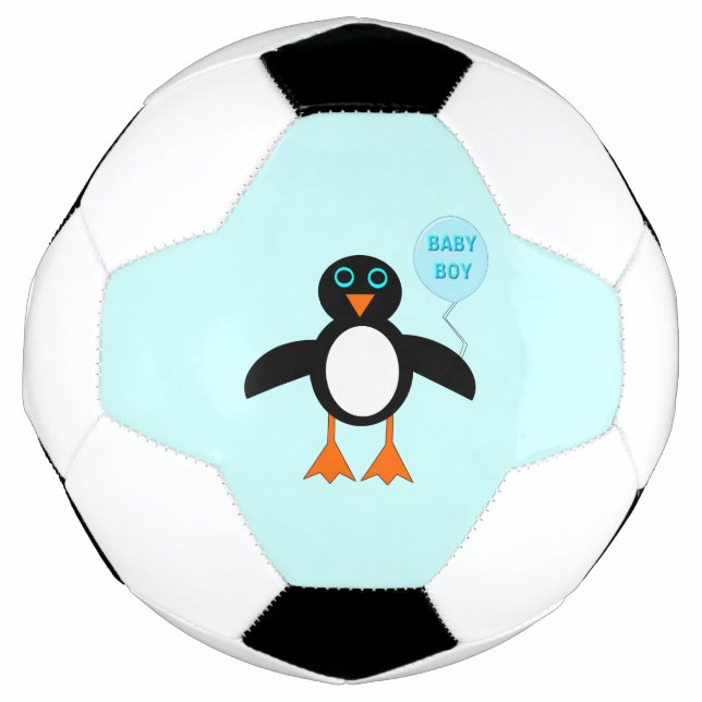 Balón De Fútbol Bebé azul lindo Pingüino (Anverso)