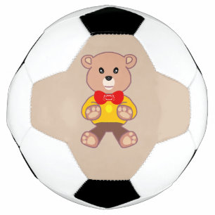 Balón De Fútbol Beige Cute Bowtie Teddy Bear