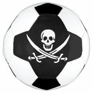 Balón De Fútbol Blanco, Bandera Pirata Calico Jack, Calavera y Cri