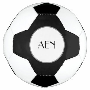 Balón De Fútbol Blanco gris negro monogramado