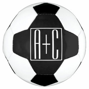 Balón De Fútbol Blanco y negro   Iniciales de parejas