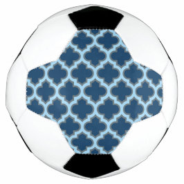 Balón De Fútbol Blue and Baby Blue Trellis, Lattice, Quatrefoil
